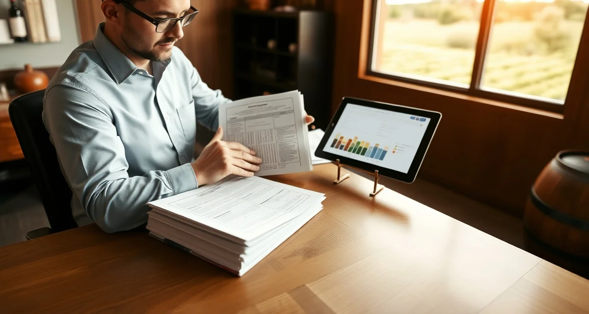 CCOF organic vineyard compliance documentation Vineyard manager organizing CCOF organic certification records and 5-year input documentation for compliance inspection