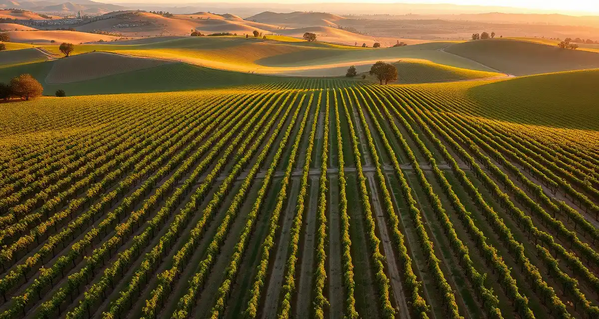 Lodi Appellation Vineyard Management Overview Lodi appellation vineyard rows showing sustainable grape farming practices across California wine region