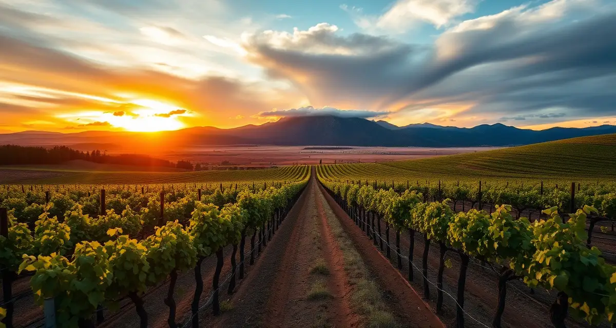 Altitude vineyard management in New Mexico wine region New Mexico high-altitude vineyard at 5800 feet elevation in Mesilla Valley with mountain backdrop and monsoon season clouds