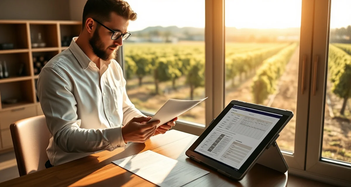 PHI compliance documentation for vineyard management Vineyard manager reviewing PHI compliance records to prevent grape crop rejection and revenue loss from violations