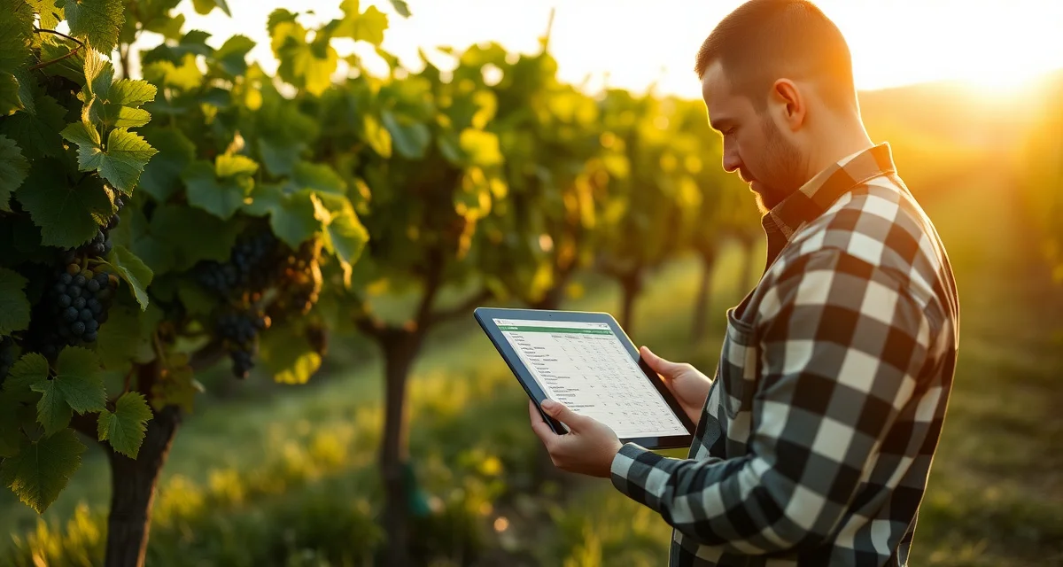 Digital Spray Program Management for Vineyards Vineyard manager using digital spray program management software to log and track pesticide applications in organized database system.